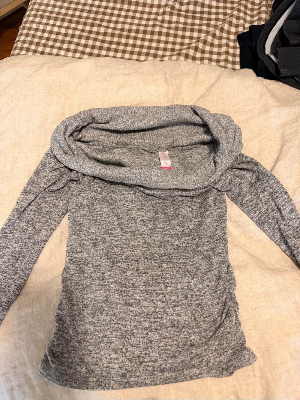 No Boundaries Gray Cowl Neck Long Sleeve Sweater